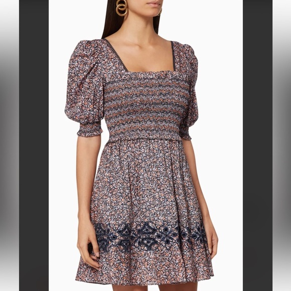 SIMKHAI Athena Floral Smocked Dress - Picture 1 of 7
